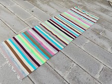 Tappeto vintage turco Kilim Runner 2,5 x 7,3 piedi, a righe Boho corridoio
