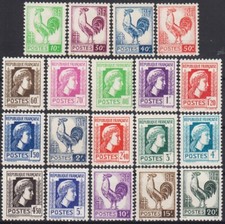 Francia 1944 Liberazione Nazionale Algeri Gallo Gallo Uccellini Pollame Marianne MNH