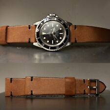 20 mm Veg tanned Cinnamon Brown Leather watch Strap for vintage watch submariner