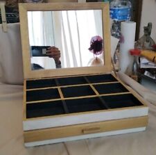 Portagioie Legno Decorato A Mano Con Cassetto E Specchio Vintage