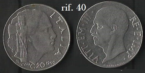 Centesimi 1940 lire - 20, italia