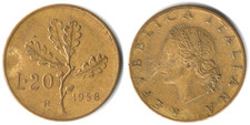 Italia 20 lire, 1958