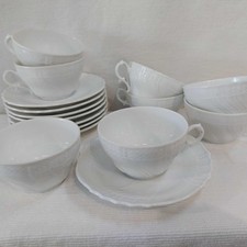 SERVIZIO TE VECCHIO 'RICHARD GINORI' PORCELLANA BIANCA CLASSICO DECORO A RILIEVO