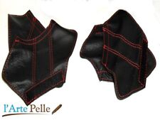 Alfa Romeo 147 5 porte copri maniglia ANT + POST pelle nera e cuciture rosse