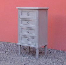 Cassettiera mobile 4 cassetti st.Luigi XVI, laccata Shabby Chic, H 86,5 cm!