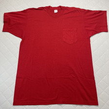 Vintage 50/50 Shirt Size XL Crewneck Short Sleeve Pocket Red Blank Made in USA