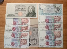 5000 1000 500 LIRE COLOMBO VERDI 1 ° e 2 ° Tipo con MERCURIO  Lotto 1968 1973 76