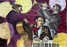 Jazz III Giampaolo Talani Opera LITOGRAFIA Carta Dipinto Quadro Moderno 30x25