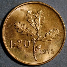 Italia 20 Lire 1972 KM# 97