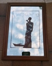 QUADRO VOGUE 33X23 Cm  A SPECCHIO MIRROR COVER  DONNA CON NAVE