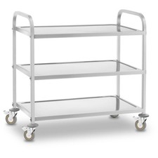 Carrello Di Servizio Da Cucina Acciaio Inox Gastronomia 3 Ripiani 4 Ruote 480 Kg