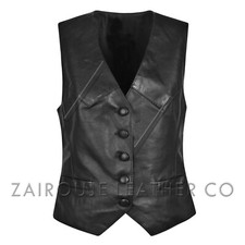 Womens Black Leather Vest