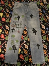 Pantalone incrociato blu chiaro personalizzato no stilista sex 