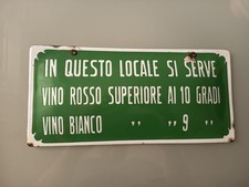 Insegna Smaltata Vino Rarissima Bombata