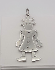 Pendente Regina argento 925 snodato ciondolo maxi inciso charms gioielli donna