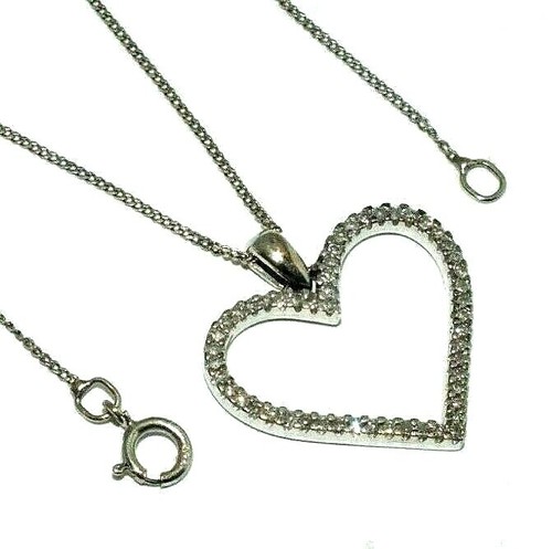 Donna 9ct oro bianco cuore - bianco,