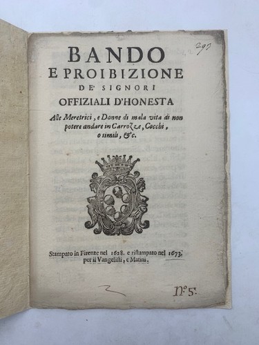 Proibizione alle meretrici - , di