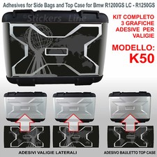 3 adesivi borse valigie BMW R1200GS - R1250GS grafica CAPONORD planisfero 2013