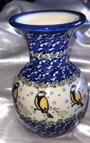 Boleslawiec small vase blue - boleslawiec,