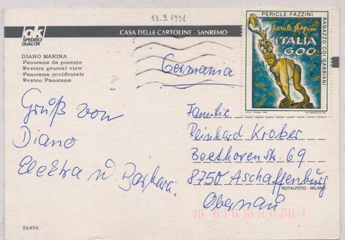 Italia 1991 cartolina per - italia,