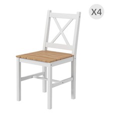 HOMCOM Set 4 Sedie per Cucina e Soggiorno con Schienale a Croce in Legno di Pino