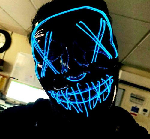 Maschera viso led blu - maschera,