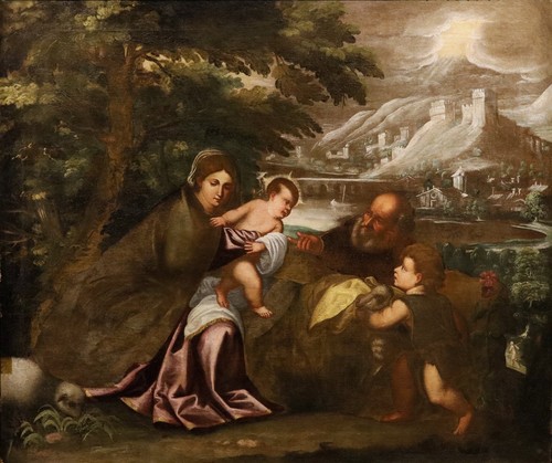 Dipinto antico sacra famiglia - antico,