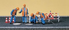 PREISER 10445 - Operai stradali con attrezzi e segnaletica Scala H0 1:87