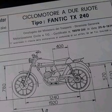 FANTIC MOTOR TX 240 SCHEDA OMOLOGAZIONE ORIGINALE VINTAGE OLDTIMER ASI FMI MOTO