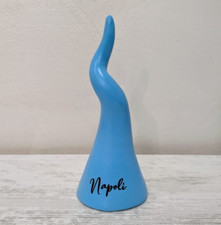 Corno Azzurro Portafortuna con scritta NAPOLI Bomboniere Idea Regalo 18 cm