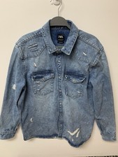 Zara Denim Shacket Uomo XL Blu