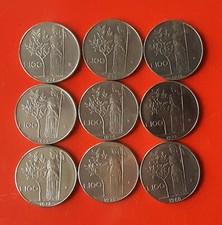 9 MONETE DA 100 LIRE ANNI