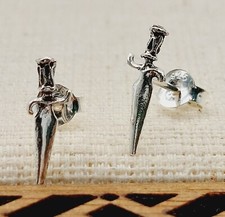 Orecchini Pugnale Uomo Donna Argento 925 Sterling | Stile Gotico Dark Rock Unise