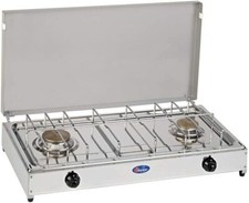 Fornello 2 fuochi a gas Gpl / Metano con piano acciaio inox 5522G Parker ita 