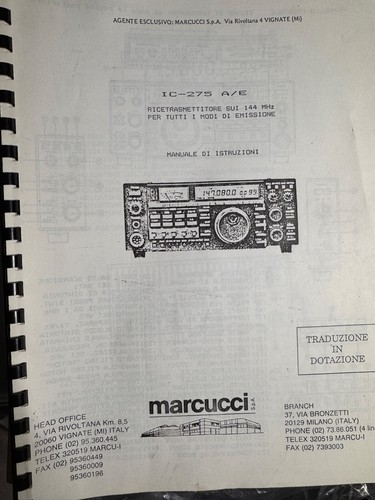 Manuale ricetrans icom 275 - manuale, ic