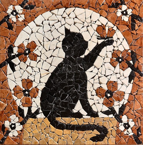 Gatto con farfalla rosone - gatto,