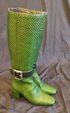 Sabrina Fani stivali verdi pelle intrecciata e cuoio Mis 38