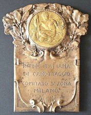 PLACCA CANOTTAGGIO MILANO 1924 R. FEDERAZIONE COMITATO 3a ZONA OLD ROWING MEDALS