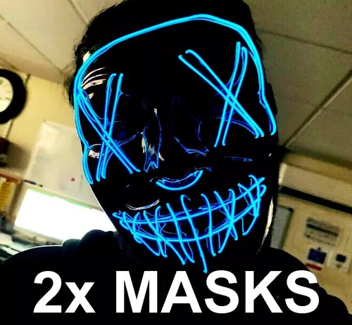 Maschera viso led - 2x, blu