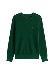 PULLOVER TOMMY HILFIGER  MW0MW39999 CON BANDIERA RICAMATA SUL PETTO £99,90 VERDE