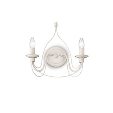 Applique Shabby Chic-Provenzale Corte Metallo Bianco 2 Luci E14