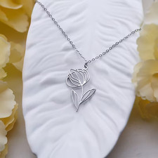 Edelstahl Blumen Damen Kette