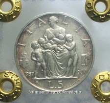 Regno - Vittorio Emanuele III - 5 Lire 1937 Impero - RARA - qFDC  - Periziata
