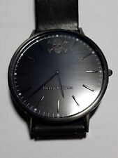 HARRY WILLIAMS GRANDE NERO OROLOGIO TESCHIO QUARTZ PILA FUNZIONANTE PELLEmm 40,0