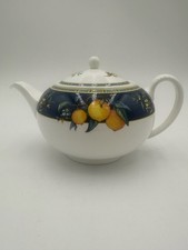 Teiera teiera Wedgwood Citrons 4 tazze Inghilterra blu e giallo limoni come nuova