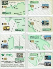 8 SCHEDE TELEFONICHE "SECRIAN", SERIE COMPLETA USATA, EMESSA DA BELL CANADA.