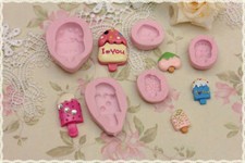 stampi gomma siliconica set forme ghiacciolo - lotto 5pz fimo cernit formine