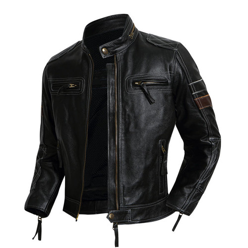 Giacca moto uomo nera - nera, vera