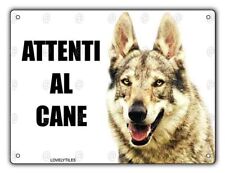 Cartello Attenti al cane Lupo Cecoslovacco metallo pvc targa