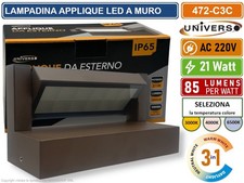 LAMPADA APPLIQUE LED DA MURO RUOTABILE 21W SMD CCT 3IN1 CAMBIA COLORE IP65